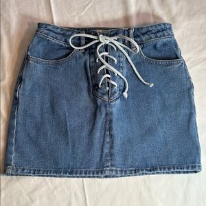 PacSun Blue Lace-Up Denim Mini Skirt
